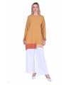 İNVEE 6401 Kesme Şeker Desen Triko Tunik - Hardal