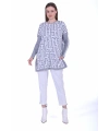 İNVEE 6872 Labirent Desen Triko Tunik - Gri