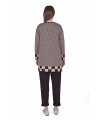 İNVEE 6873 Küp Desen Kahve Triko Tunik