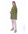 INVEE 6883 Kumaş/Triko Yağ Yeşili Tunik