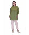 INVEE 6883 Kumaş/Triko Yağ Yeşili Tunik