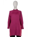 İNVEE 6884 Kapitone Detaylı Triko Tunik - Fuşya