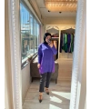 İNVEE 6884 Kapitone Detaylı Triko Tunik - Mor