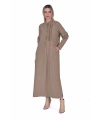 İNVEE 6925 Fırfır Detaylı Camel Elbise