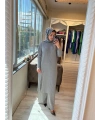 İNVEE 6944 Yırtmaçlı Triko Tunik - Gri