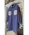 INVEE 7004 İşlemeli Mavi Gömlek