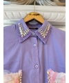 INVEE 7004 İşlemeli Lila Gömlek