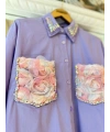 INVEE 7004 İşlemeli Lila Gömlek