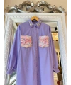 INVEE 7004 İşlemeli Lila Gömlek