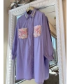 INVEE 7004 İşlemeli Lila Gömlek