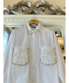 INVEE 7004 İşlemeli Ekru Gömlek
