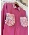 INVEE 7004 İşlemeli Fuşya Gömlek