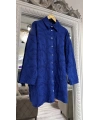 İNVEE 7019 Delik İşi İndigo Gömlek