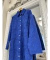 İNVEE 7019 Delik İşi İndigo Gömlek