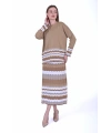 İNVEE 7028 Ekru / Camel Triko Etek