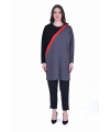 İNVEE 7048 Renk Bloklu Triko Tunik - Antrasit