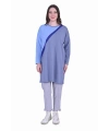 İNVEE 7048 Renk Bloklu Triko Tunik - Mavi