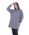 İNVEE 7067 Leopar Desenli Siyah Tunik