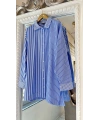 İNVEE Çizgili Pamuk Gömlek - Mavi