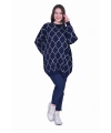 İNVEE 7091 Desenli Triko Tunik - Lacivert