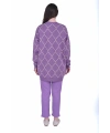 İNVEE 7091 Desenli Triko Tunik - Mor