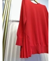 İNVEE Plise Detaylı Triko Tunik - Kırmızı