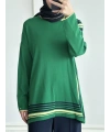 İNVEE Renk Bloklu Triko Tunik - Yeşil