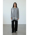 İNVEE Renk Bloklu Triko Tunik - Gri