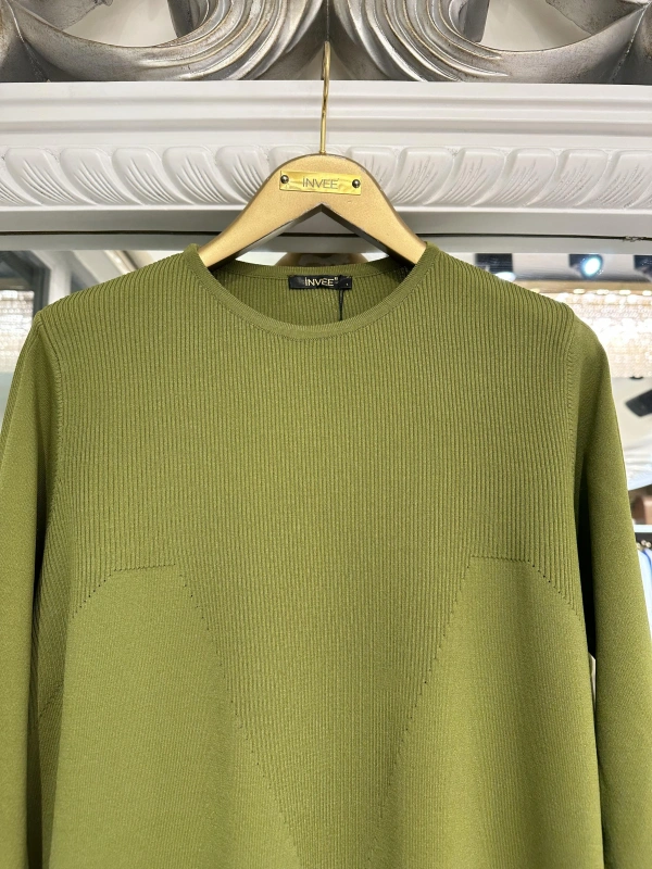 İNVEE 6222 Triko Tunik - Yağ Yeşili