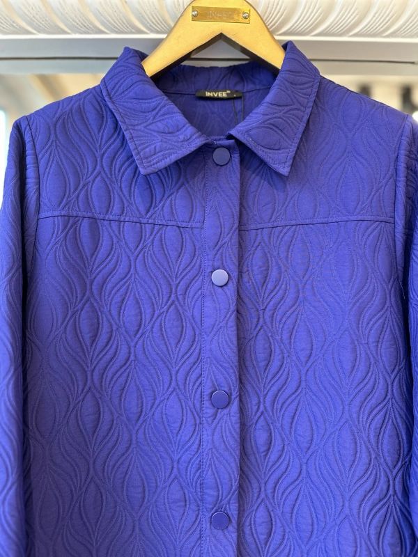 İNVEE 6955 Morcivert Lale Desenli Kapitone Kap