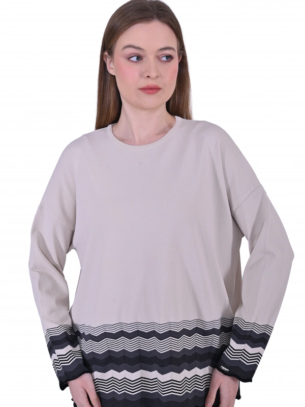 İNVEE 7027 Bej Triko Tunik