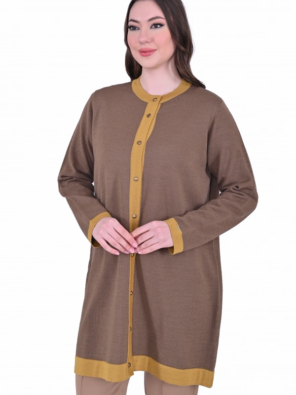 İNVEE 7068 Yün Karışımlı Hardal Hırka