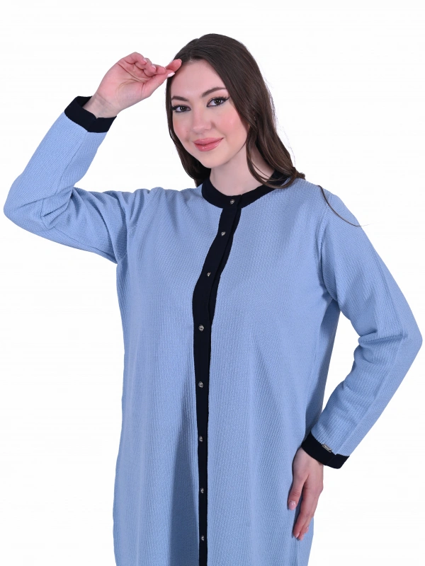 İNVEE 7068 Yün Karışımlı Mavi-Lacivert Hırka