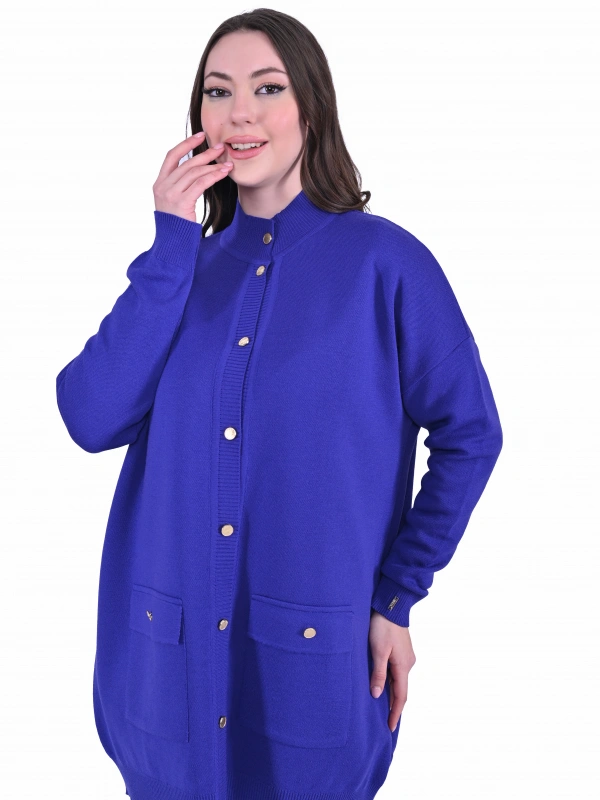 İNVEE 7070 Yün Karışımlı Triko Hırka - Mor