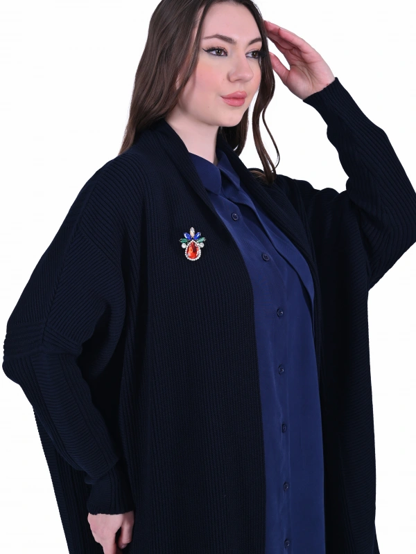 İNVEE 7077 Yün Karışımlı Lacivert Hırka