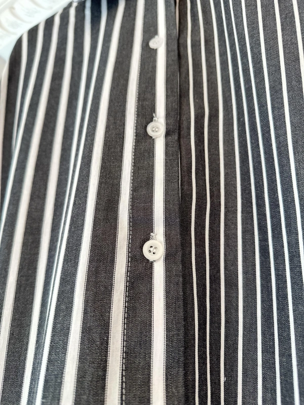 İNVEE Çizgili Pamuk Gömlek - Siyah