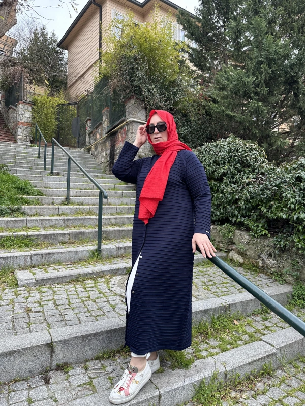 İNVEE 5732 Nervürlü Triko Hırka