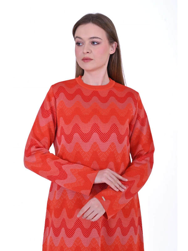 İNVEE 6838 Oranj Triko Elbise