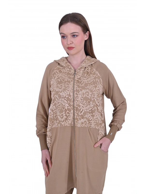 İNVEE 6876 Dantel Detaylı İki İplik Takım - Altın