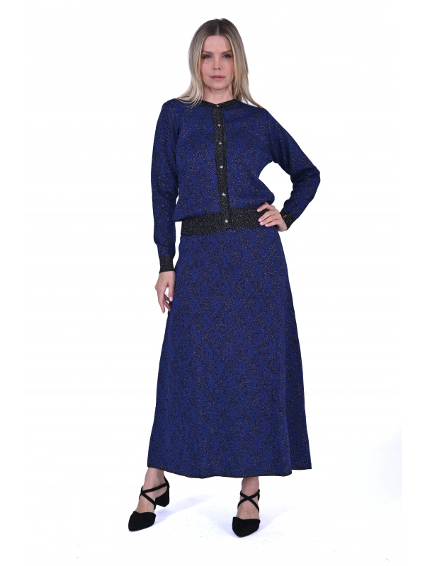 İNVEE 6951 Yün Karışımlı Triko Takım - Sax