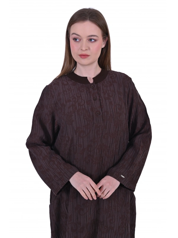 İNVEE 7026 Cepli Modal Elbise - Kahverengi