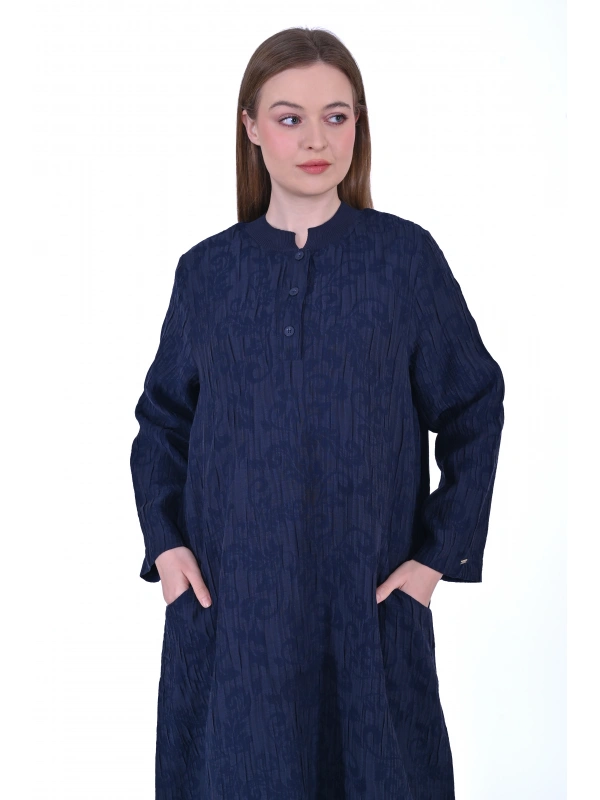 İNVEE 7026 Cepli Modal Elbise - Lacivert