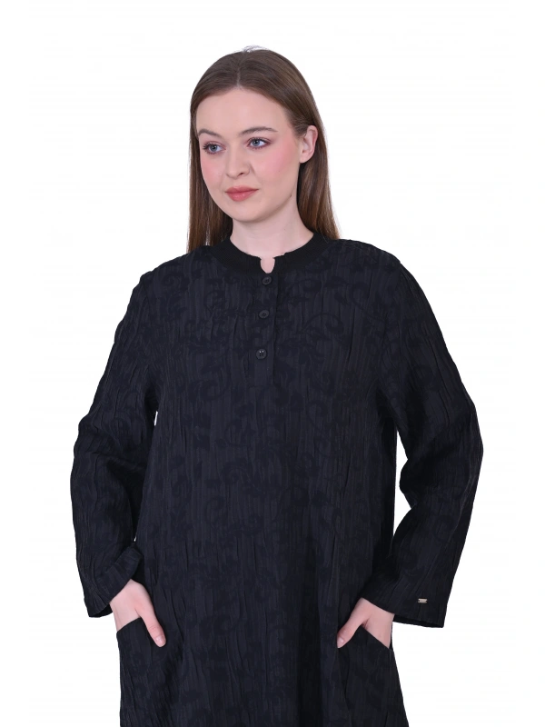 İNVEE 7026 Cepli Modal Elbise - Siyah