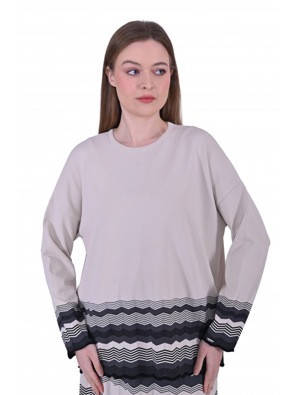 İNVEE 7027 Bej Triko Tunik