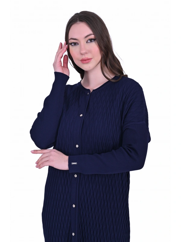 İNVEE 7029 Desenli Triko Hırka - Lacivert