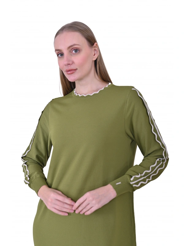 İNVEE 7030 Yeşil Triko Elbise