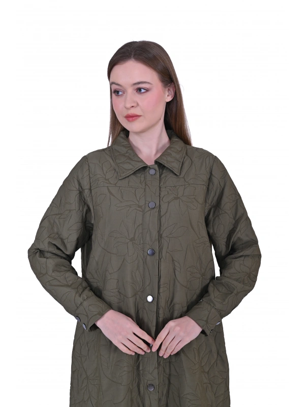 İNVEE Çıtçıt Kapamalı Kapitone Kap - Haki