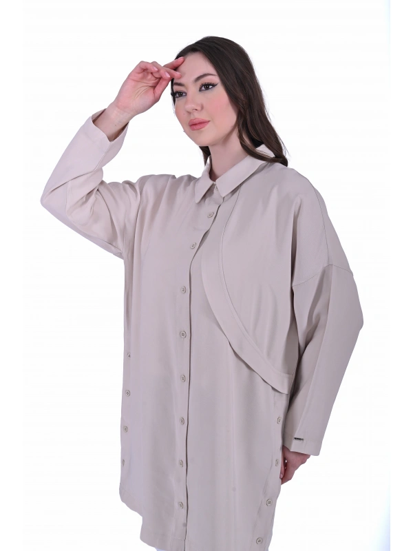 İNVEE 7053 Krem Gömlek