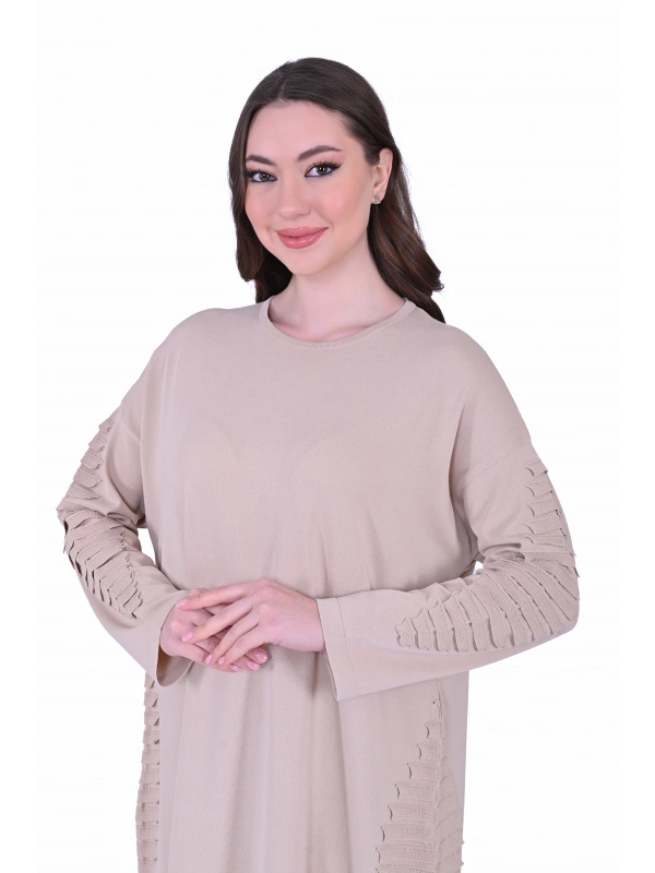 İNVEE 7060 Bej Triko Elbise