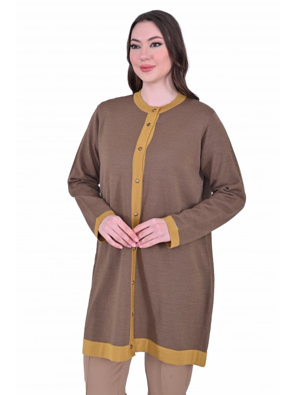 İNVEE 7068 Yün Karışımlı Hardal Hırka